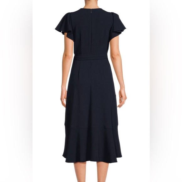 Tommy Hilfiger Navy Ruffle Midi Dress - Picture 2 of 3